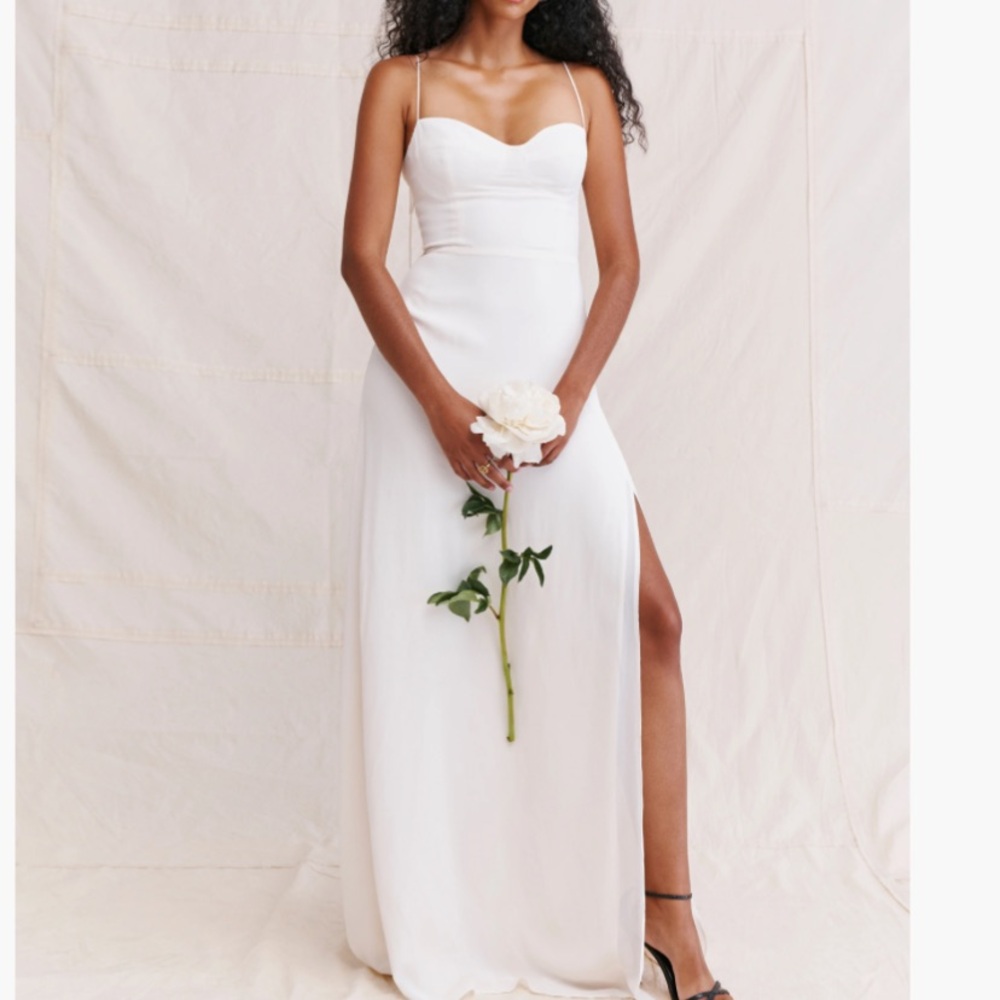 Reformation White Bridal Gown with Spaghetti Straps
